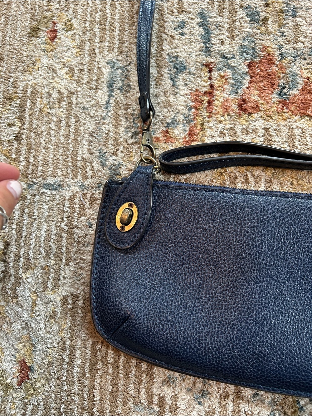 Joy Susan Navy Pebbled Crossbody Wristlet with Detachable Strap - Picture 3 of 9